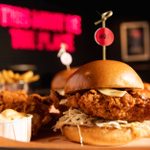 Lucky's famous spice chicken burger