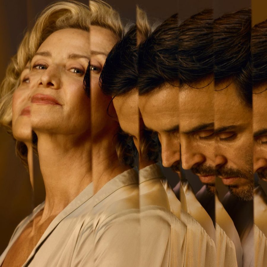 Phaedra poster with a sliced and repeated photo of Janet McTeer and Assaad Baoub