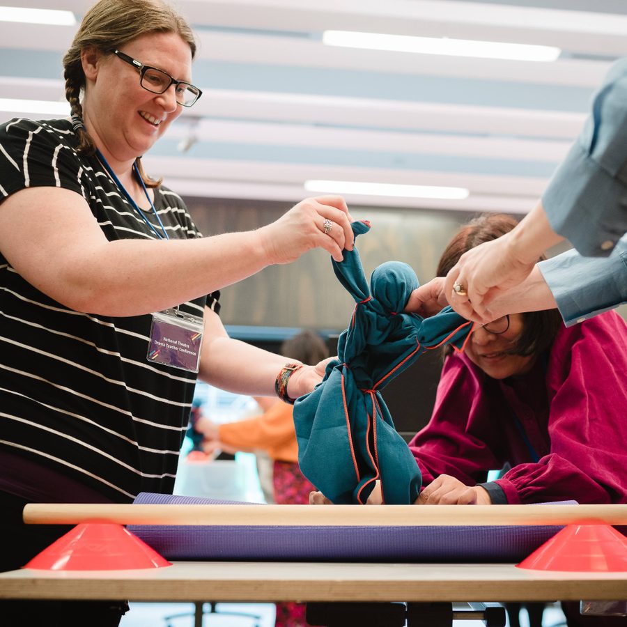 Teachers manipulating a puppet for Drama Teacher Conference 2023