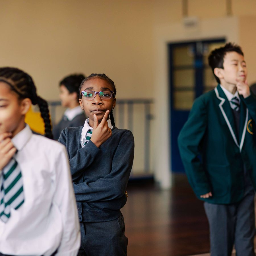 Primary pupils in a Hamlet workshop